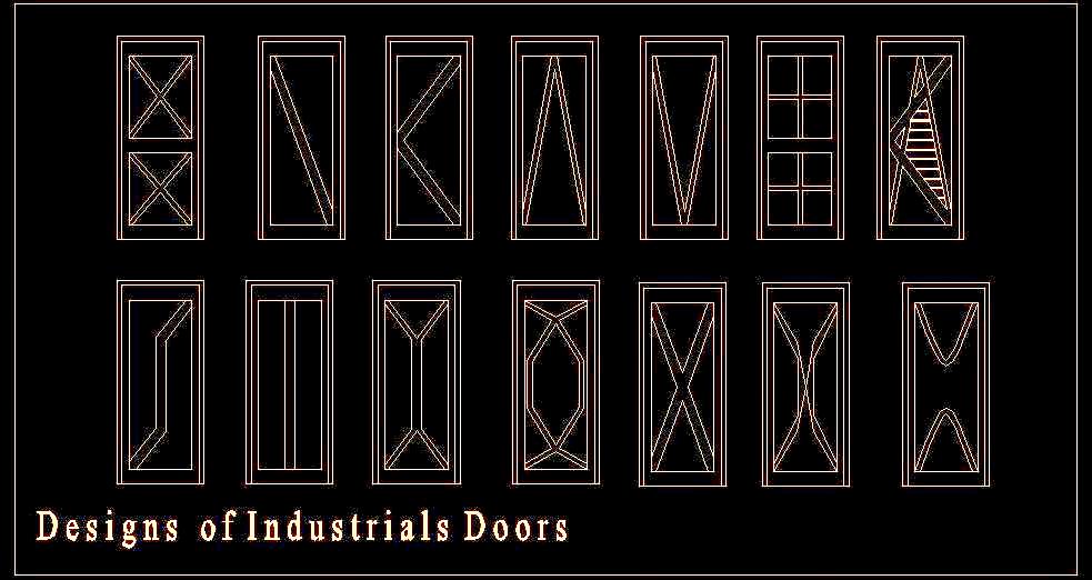 Industrial Door Designs in Elevation View- Free CAD Blocks